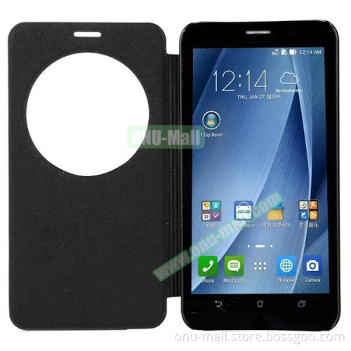 With Circle View Window Frosted Pattern Flip Leather Case for ASUS ZenFone 2 ZE551ML Cover